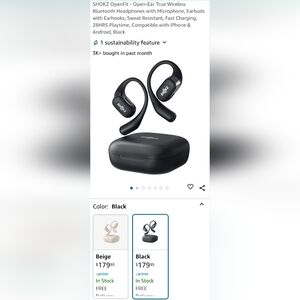 Shokz Open Fit True Wireless Open Ear Buds - Black